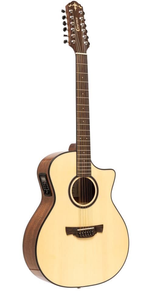 CRAFTER ABLE SERIES 600, CUTAWAY GRAND AUDITORIUM ELECTRIC-ACOUSTIC GUITAR WITH SOLID SPRUCE TOP, 12 STRINGS
