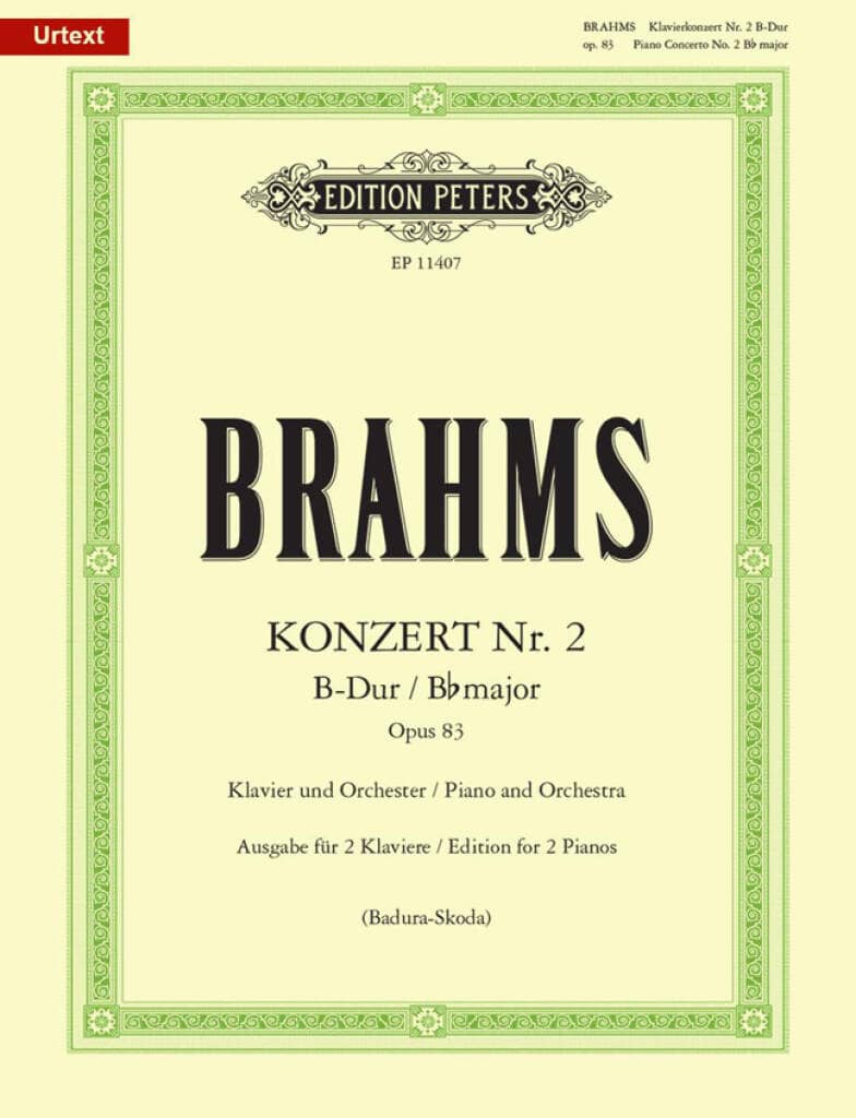 EDITION PETERS BRAHMS JOHANNES - KONZERT FUR KLAVIER UND ORCHESTER IN B-DUR OP.83 - 2 PIANOS