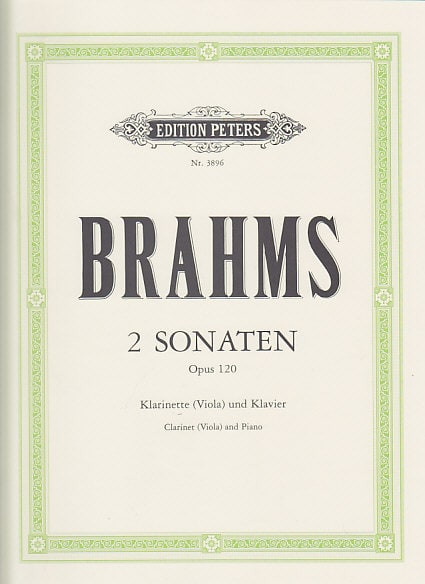 EDITION PETERS BRAHMS J. - 2 SONATAS OP.120 - CLARINETTE OU ALTO, PIANO