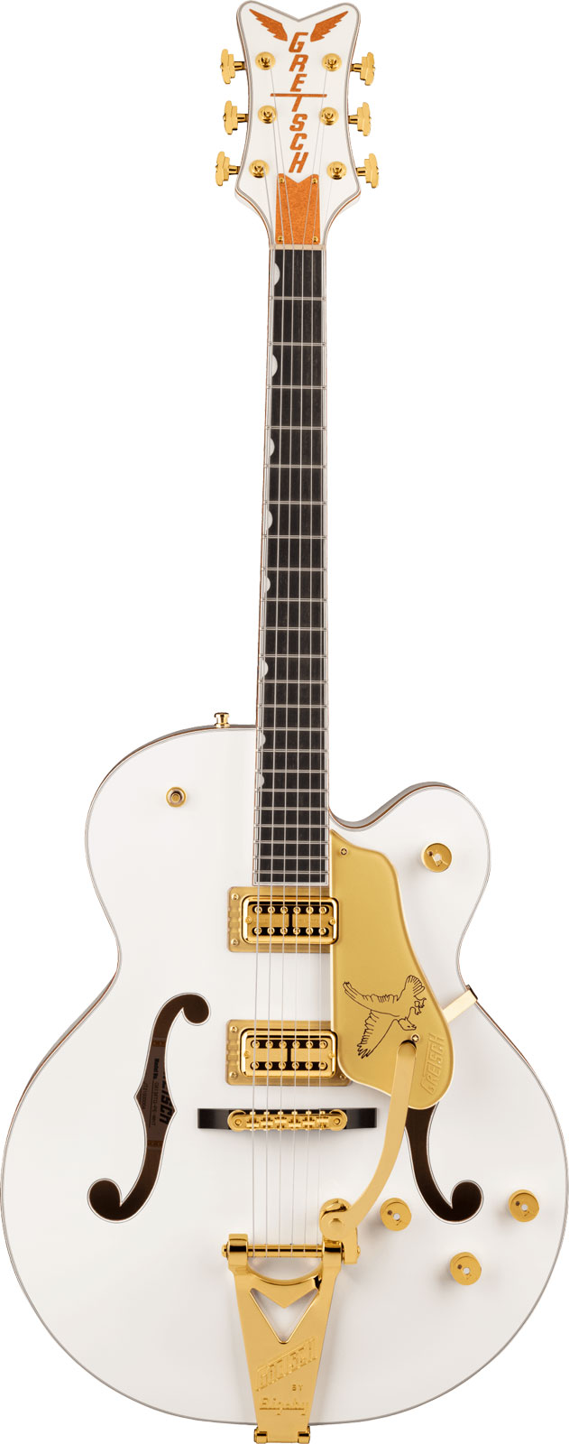GRETSCH GUITARS G6136TG PLAYERS EDITION FALCON HOLLOW BODY WITH STRING-THRU BIGSBY AND GOLD HARDWARE EBO, WHITE