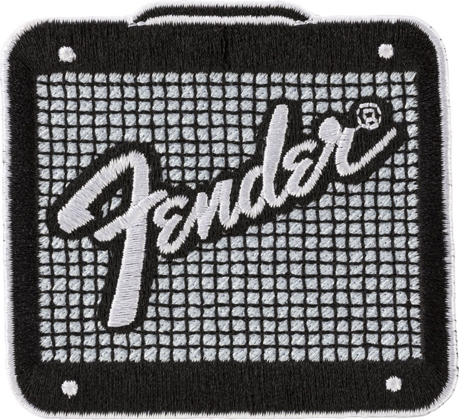 FENDER AMP LOGO PATCHBLACK AND CHROME