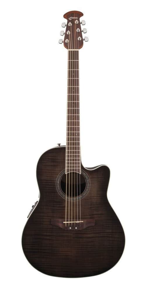 OVATION E-AKUSTIKGITARRE CELEBRITY TRADITIONAL PLUS MID CUTAWAY TRANSPARENT BLACKBURST FLAME