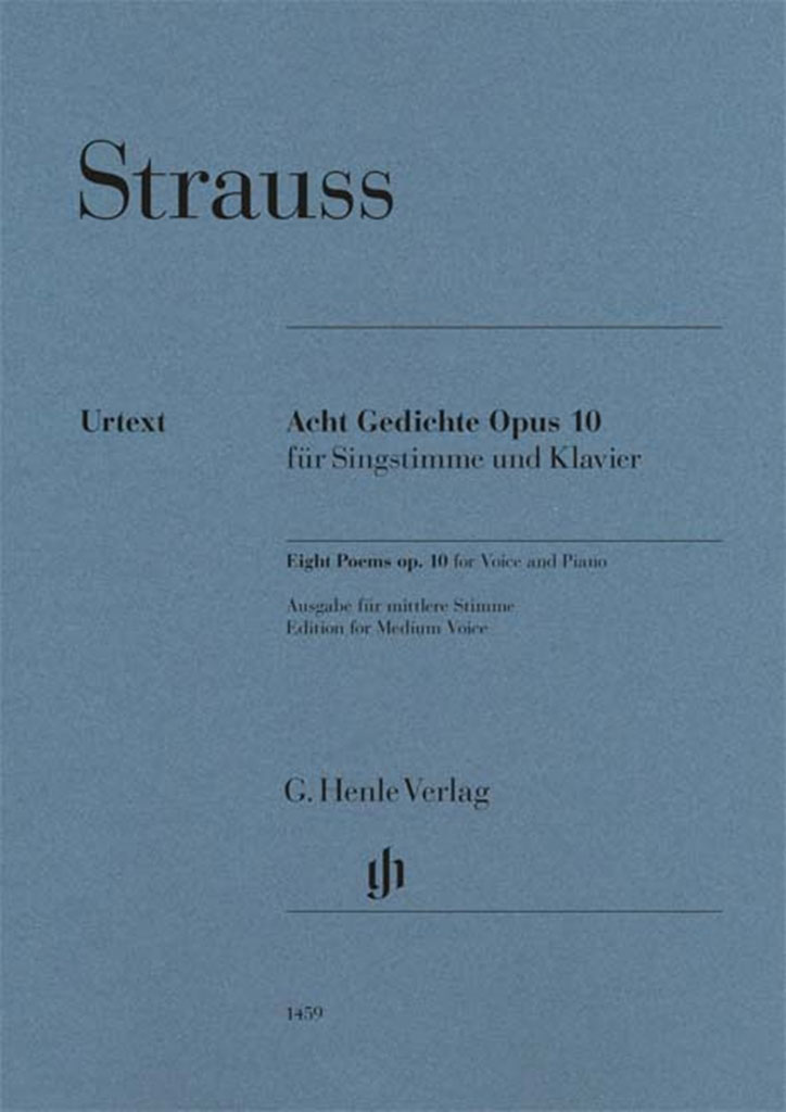 HENLE VERLAG STRAUSS - ACHT GEDICHTE OP. 10 - VOCAL AND PIANO