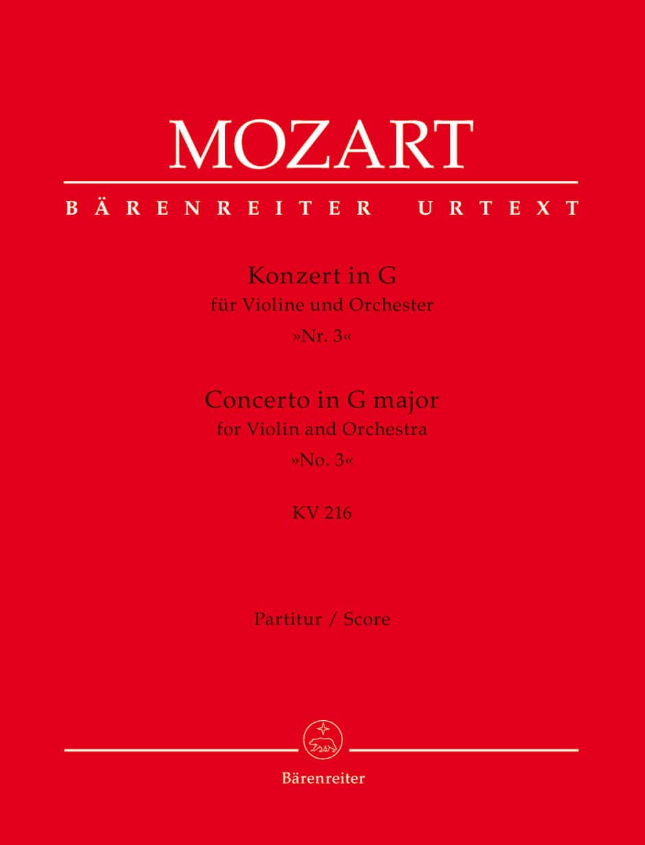 BARENREITER MOZART W.A. - KONZERT N°3 IN G KV 216 FUR VIOLINE UND ORCHESTER - PARTITUR