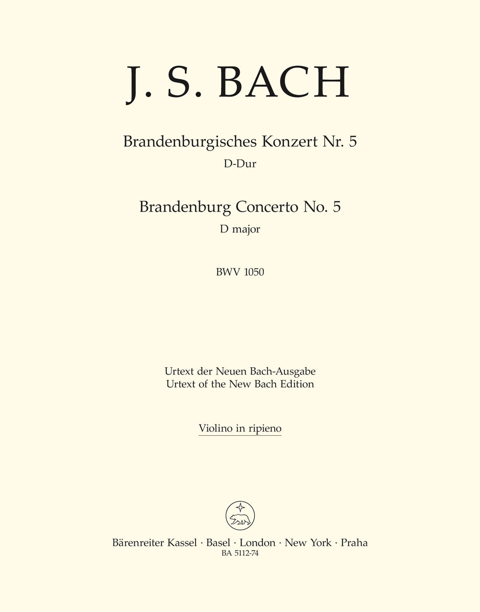 BARENREITER BACH J.S. - BRANDENBURGISCHES KONZERT NR. 5 - VIOLIN