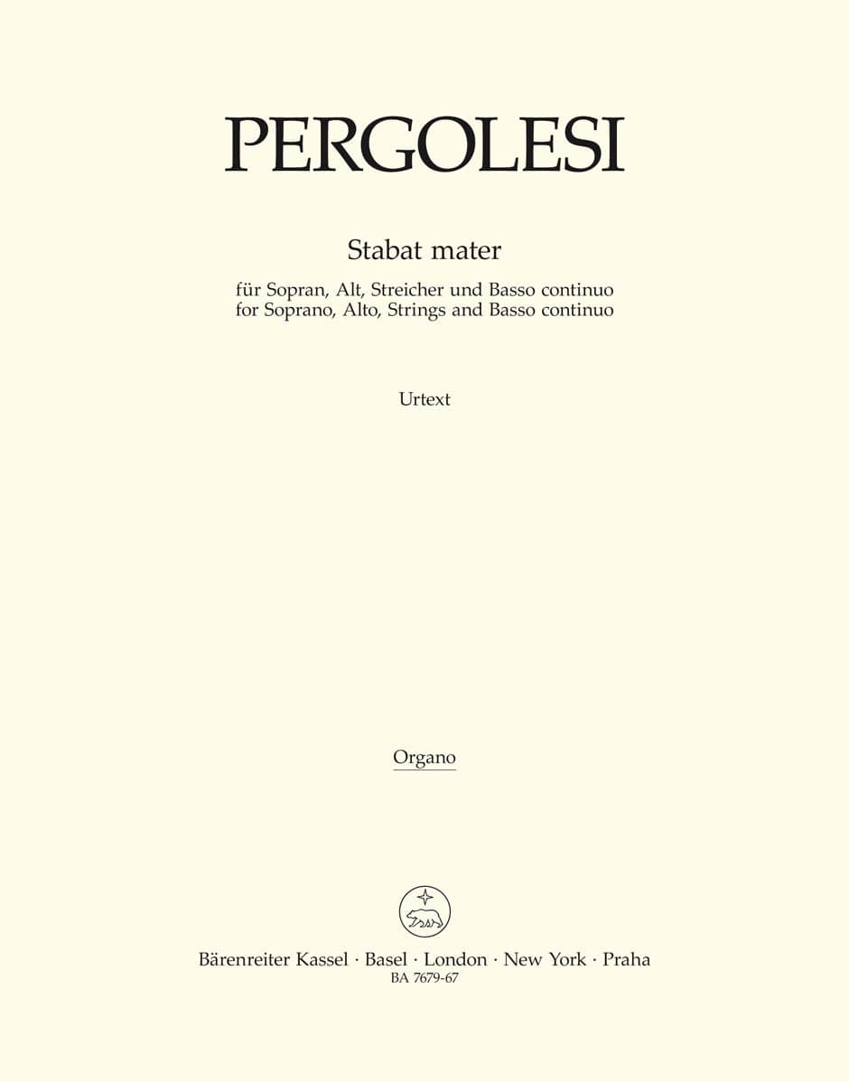 BARENREITER PERGOLESE G. B. - STABAT MATER - ORGUE