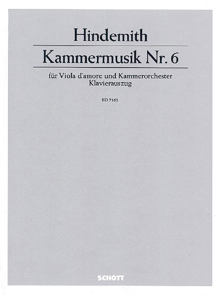 SCHOTT HINDEMITH PAUL - CHAMBER MUSIC NO.6 OP.46/1 - VIOLA D'AMORE AND CHAMBER ORCHESTRA