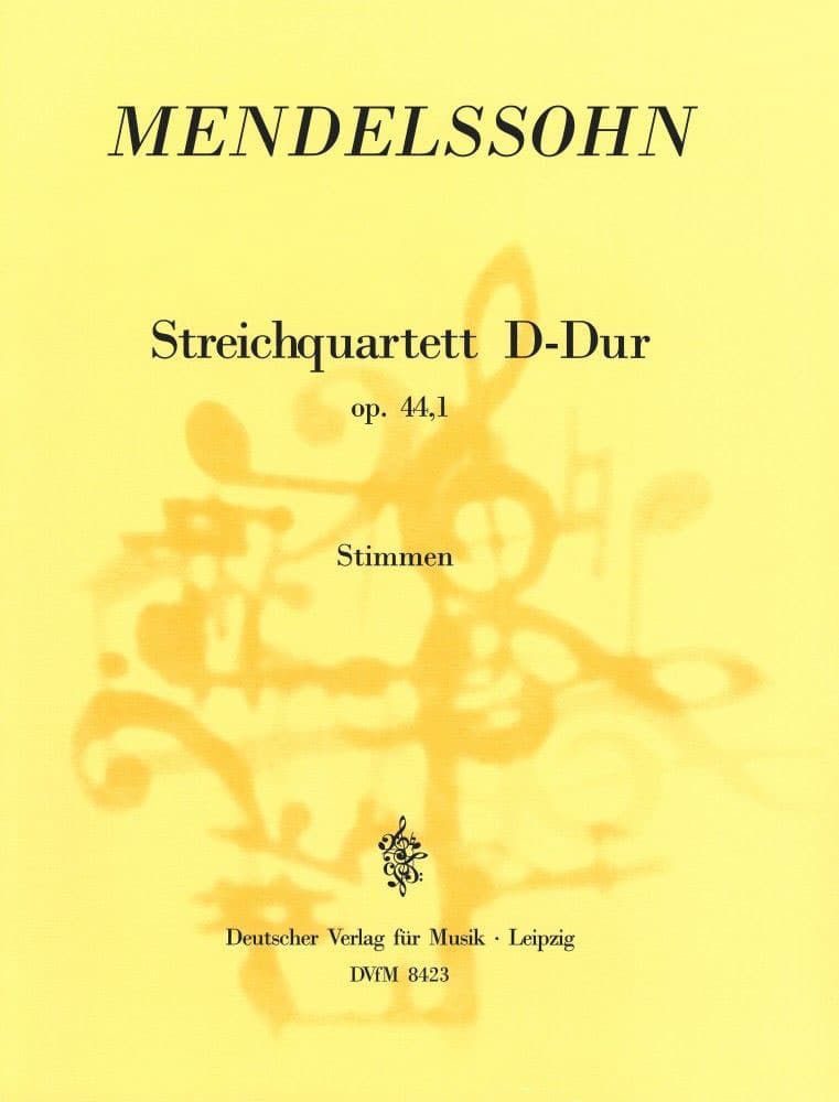 EDITION BREITKOPF MENDELSSOHN-BARTHOLDY F. - STREICHQUARTETT D-DUR OP. 44/1 - 2 VIOLIN, VIOLA, CELLO