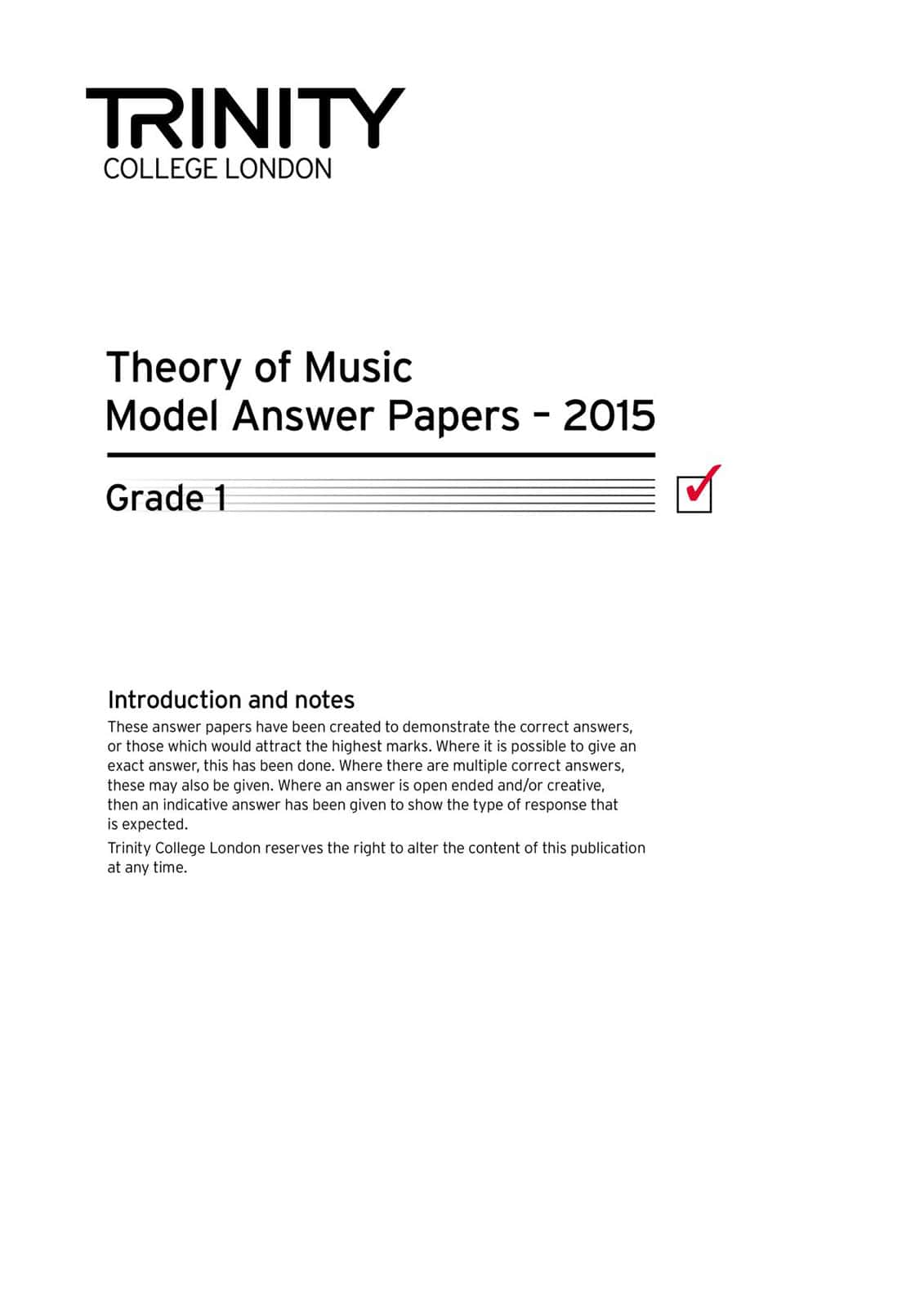 TRINITY GUILDHALL TRINITY COLLEGE LONDON THEORY MODEL ANSWERS PAPER (2015) GRADE 1 ( ALL INSTRUMENTS)