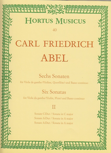 BARENREITER ABEL SECHS SONATEN FüR VIOLA DA GAMBA UND BASSO CONTINUO, II