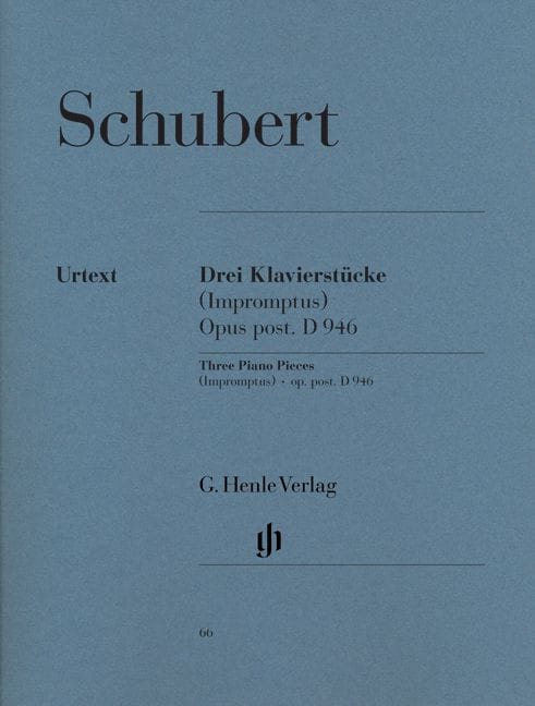 HENLE VERLAG SCHUBERT F. - 3 PIANO PIECES - IMPROMPTUS - D 946 POSTHUMOUS