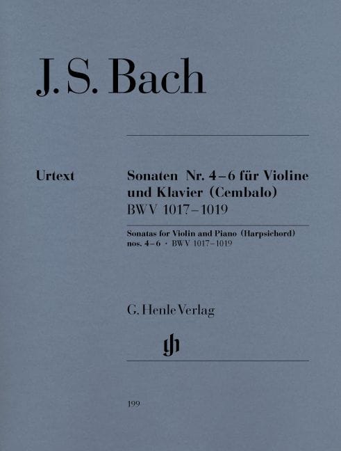 HENLE VERLAG BACH J.S. - SONATAS FOR VIOLIN AND PIANO (HARPSICHORD) 4-6 BWV 1017-1019 WITH APPENDIX