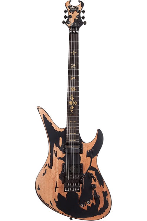 SCHECTER SYNYSTER GATES CUSTOM RELIC FLOYD-ROSE, SUSTAINIAC PICKUP - DISTRESSED SATIN BLACK