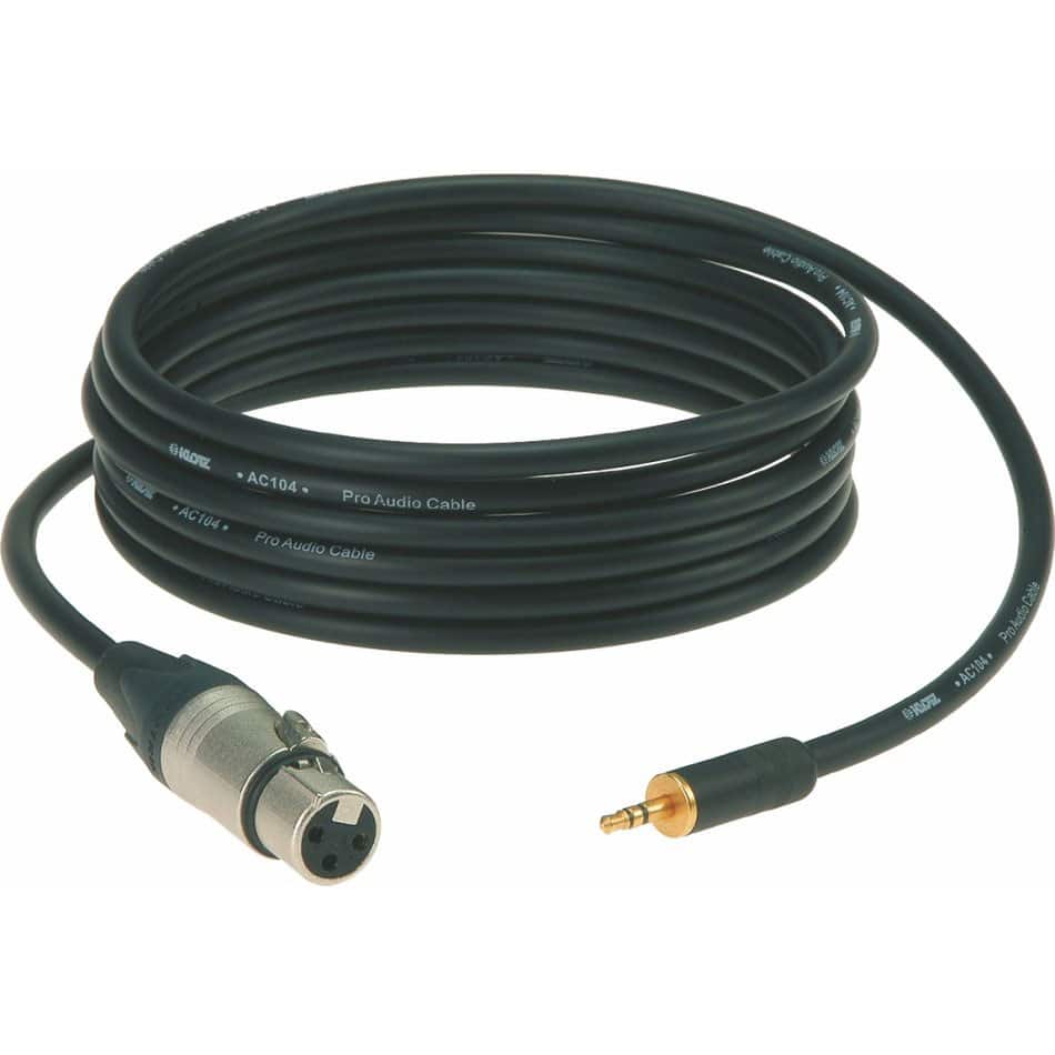 KLOTZ CONNECTION-CABLE BLACK 3M XLR 3 FEMALE - MINI JACK 3P GOLD CONTACT