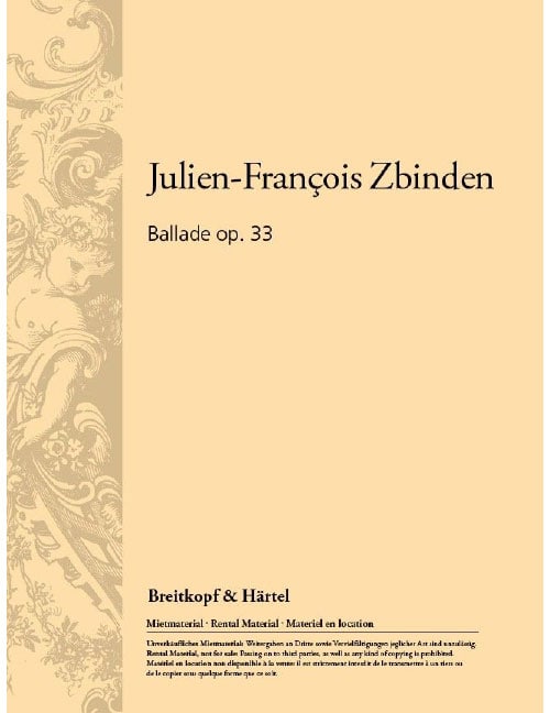 EDITION BREITKOPF ZBINDEN J.F. - BALLADE OP. 33