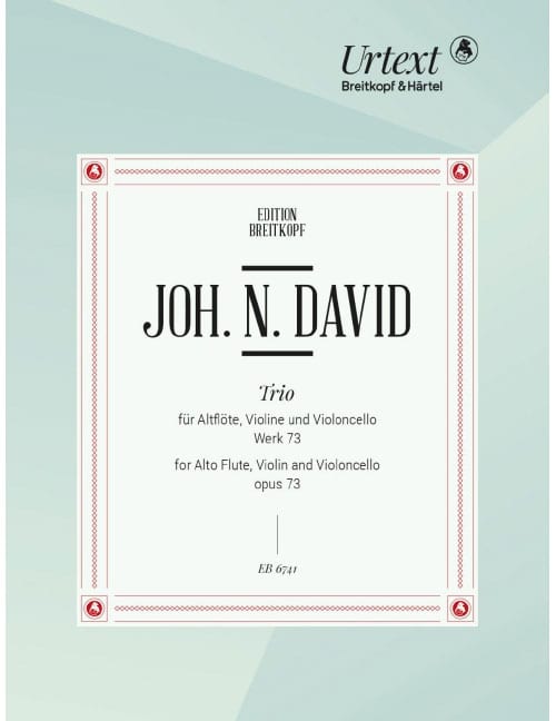 EDITION BREITKOPF DAVID JOHANN NEPOMUK - TRIO WK 73 - RECORDER, VIOLIN, CELLO