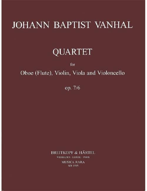 EDITION BREITKOPF VANHAL JOHANN BAPTIST - QUARTETT OP. 7/6 - OBOE, VIOLIN, VIOLA, CELLO
