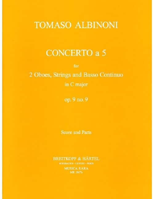 EDITION BREITKOPF ALBINONI TOMASO - CONCERTO A 5 IN C OP. 9/9 - 2 OBOE, STRINGS