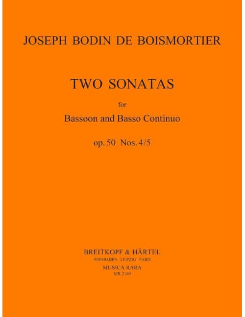EDITION BREITKOPF BOISMORTIER JOSEPH BODIN DE - SONATEN IN D, C, OP. 50/4-5 - BASSOON, BASSO CONTINUO