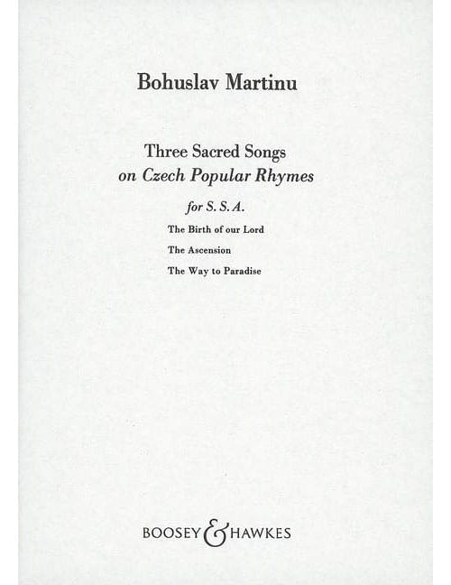 BOOSEY & HAWKES MARTINU BOHUSLAV - THREE SACRED SONGS - WOMEN'S CHOIR AND VIOLIN