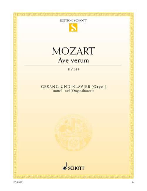 SCHOTT MOZART W.A. - AVE VERUM KV 618 - MEDIUM VOICE AND PIANO