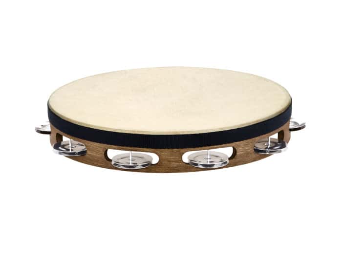 MEINL TRADITIONAL GOATSKIN WOOD TAMBURINES, STAINLESS STEEL JINGLES