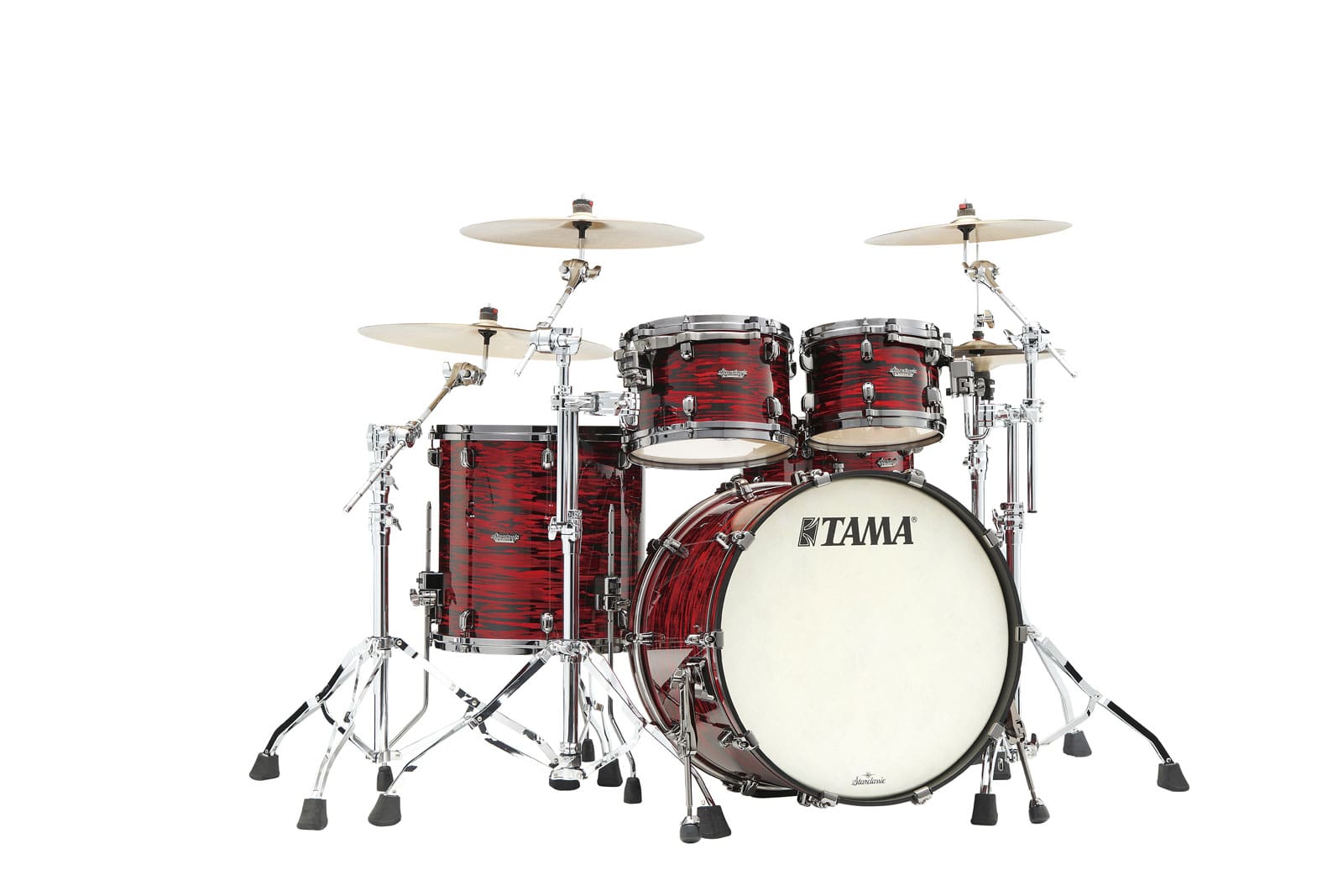 TAMA STARCLASSIC MAPLE STAGE 22 DRUM KIT, BLACK NICKEL SHELL HARDWARE RED OYSTER