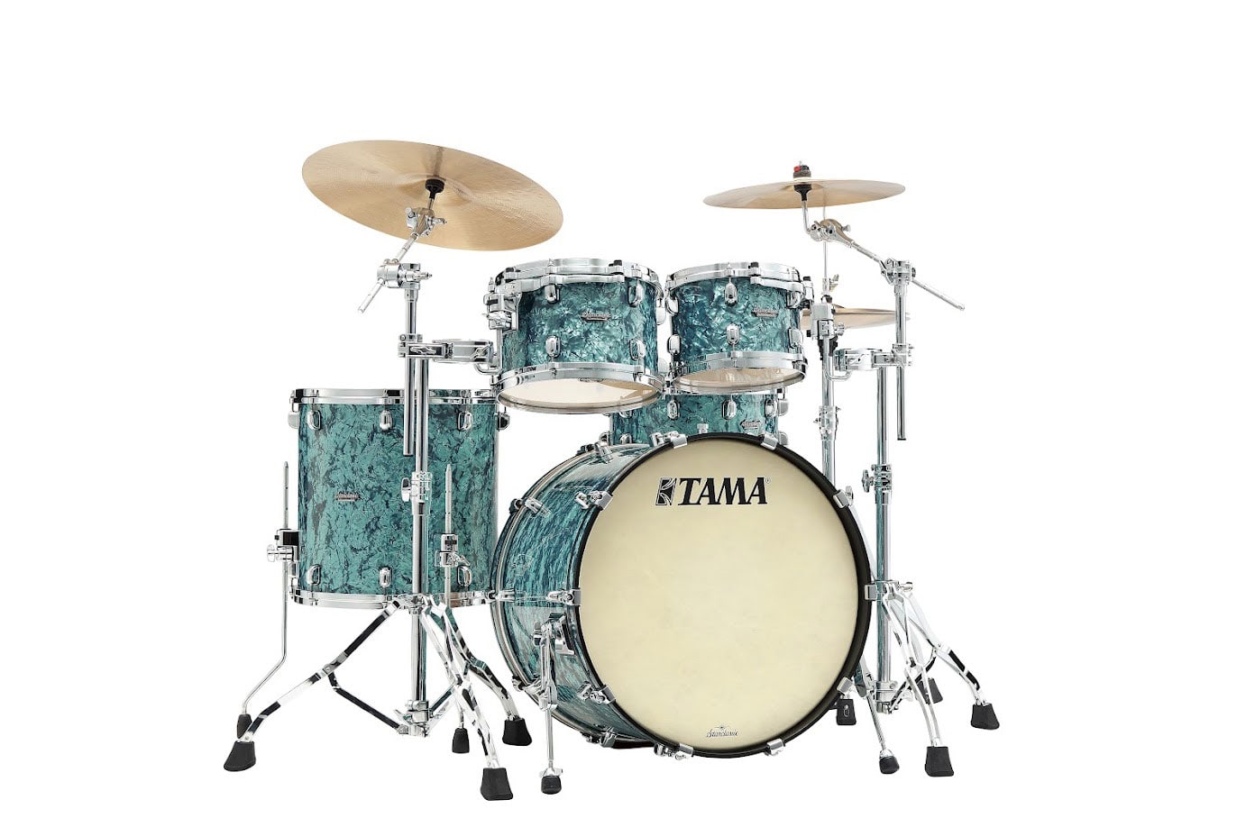 TAMA STARCLASSIC MAPLE STAGE 22 DRUM KIT, CHROME SHELL HARDWARE TURQUOISE PEARL