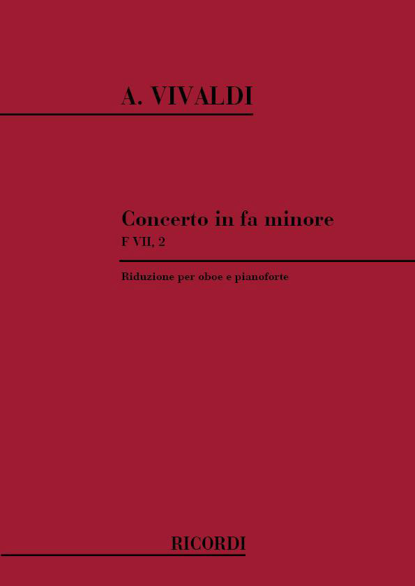 RICORDI VIVALDI A. - CONCERTO IN FA RV 455 - F.VII/2 - HAUTBOIS ET PIANO