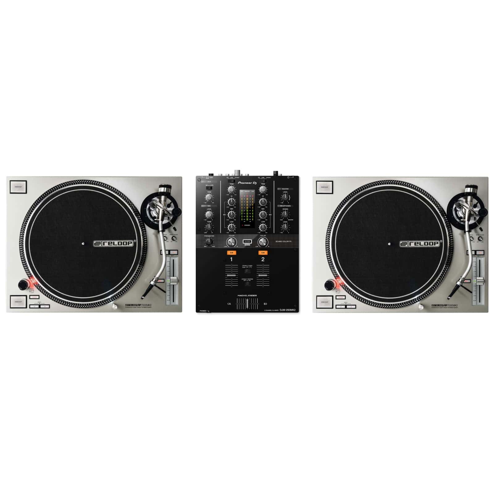 RELOOP DJ VINYL DJ PACK: RP 7000 MK2 SILBER + DJM-250 MK2