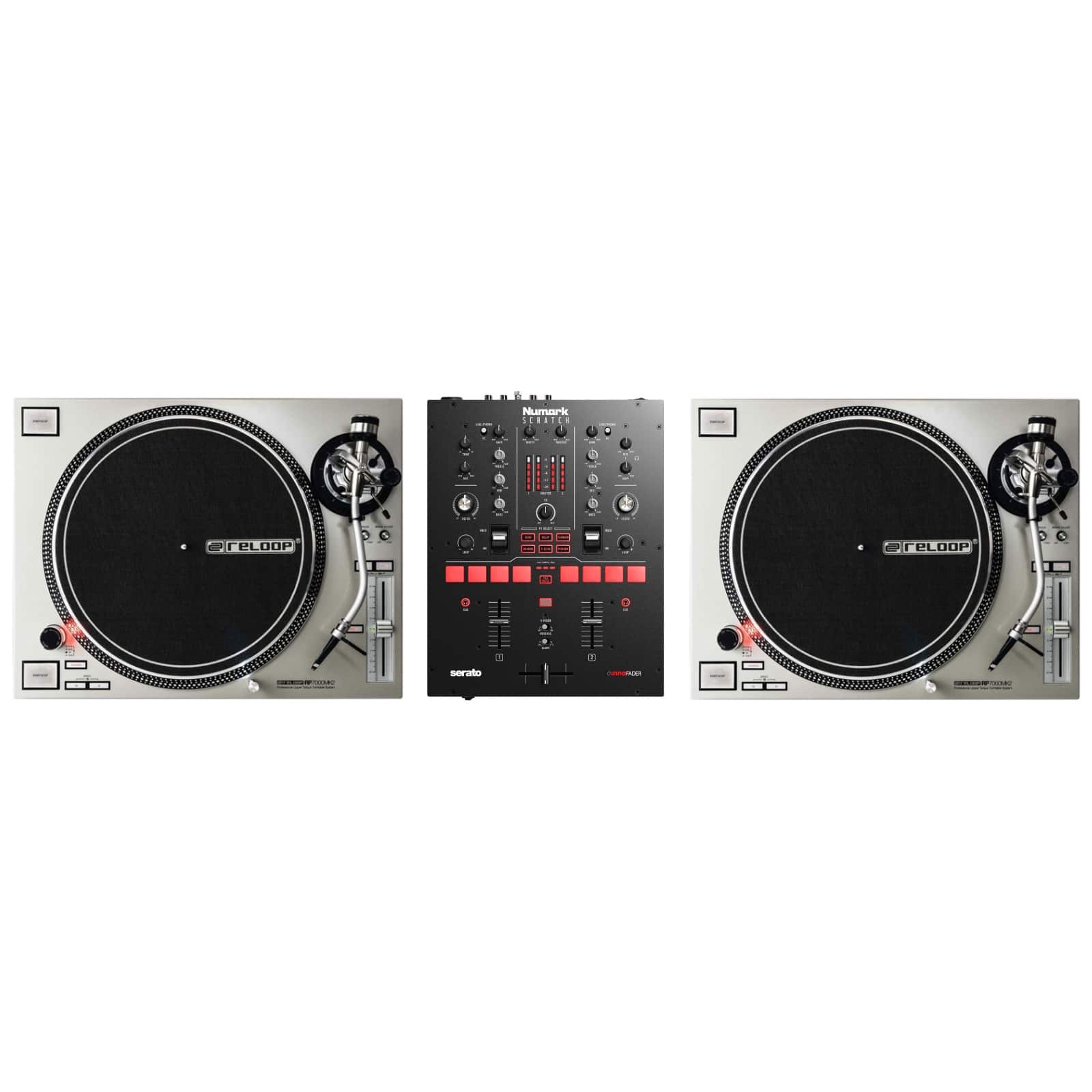 RELOOP DJ VINYL DJ PACK: RP 7000 MK2 SILBER + NUMARK SCRATCH