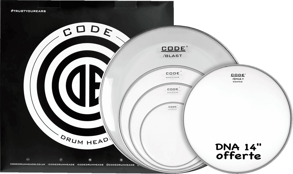CODE DRUM HEAD TOM FULL PACK DNA CLEAR FUSION 10/12/14/20 + 14