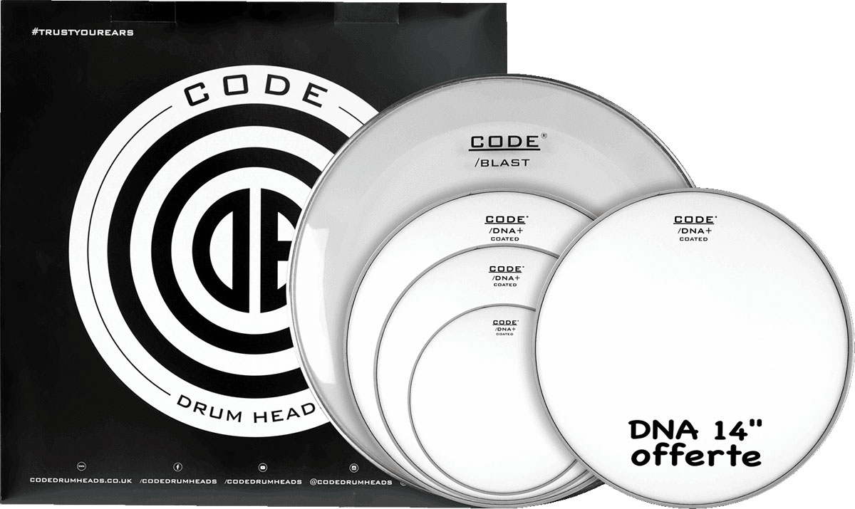 CODE DRUM HEAD TOM FULL PACK DNA COATED FUSION 10/12/14/20 + 14