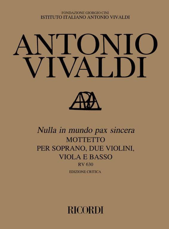 RICORDI VIVALDI A. - NULLA IN MUNDO PAX SINCERA. RV 630 - SOPRANO ET INSTRUMENTS