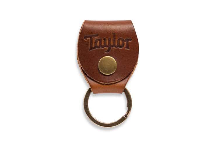 TAYLOR GUITARS KEY RING W/PICK HOLDER - MEDIUM BROWN NUBUCK