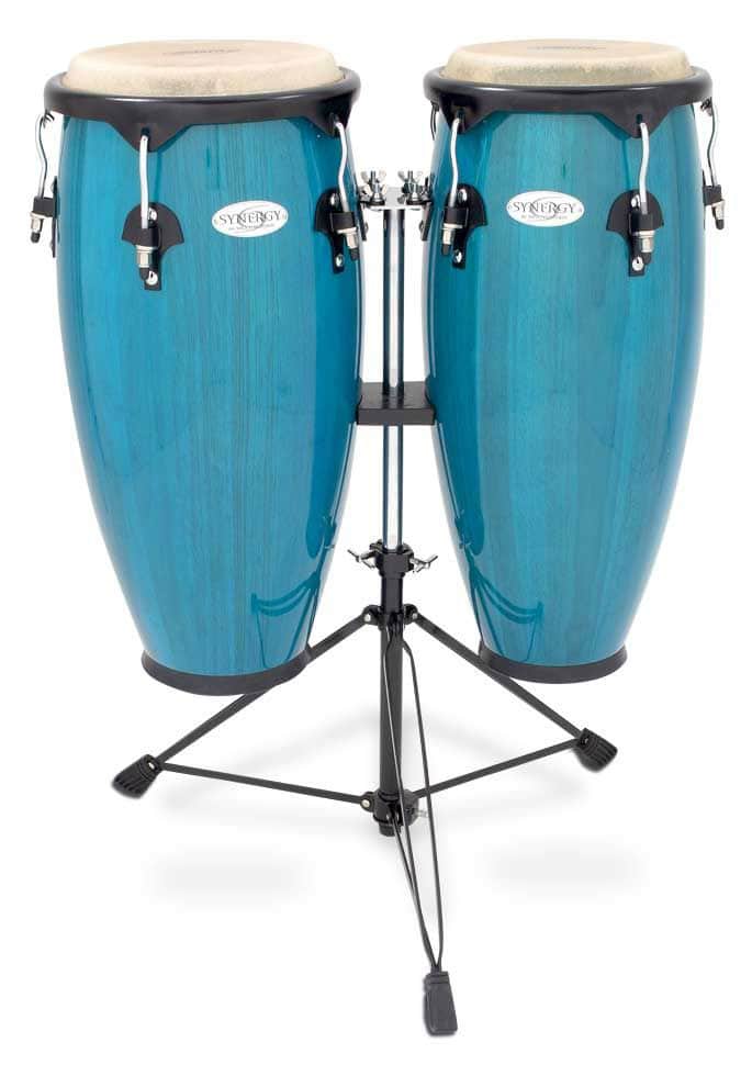TOCA SERIES WOOD CONGA SET WITH STAND 10'' AND 11'' DOUBLE STAND BLUE 2300BB