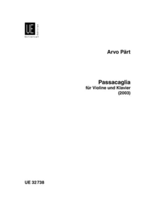 UNIVERSAL EDITION PART A. - PASSACAGLIA - VIOLON ET PIANO