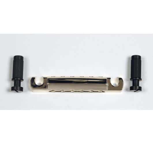 GOTOH PEGS/STOPTAIL ELECTRIC GUITAR TUNOMATIC ALUMINIUM TAILPIECE, GILDED BLACK SCREW