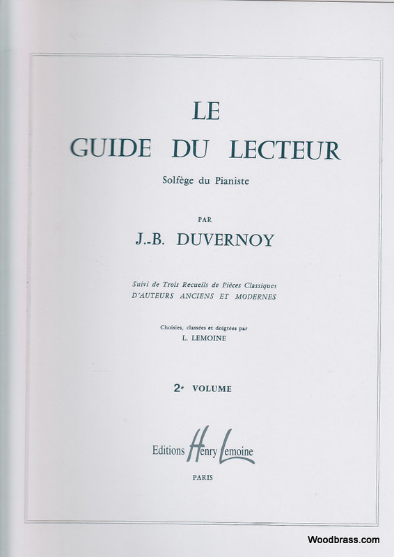 LEMOINE DUVERNOY J.B. - GUIDE DU LECTEUR VOL.2 - PIANO