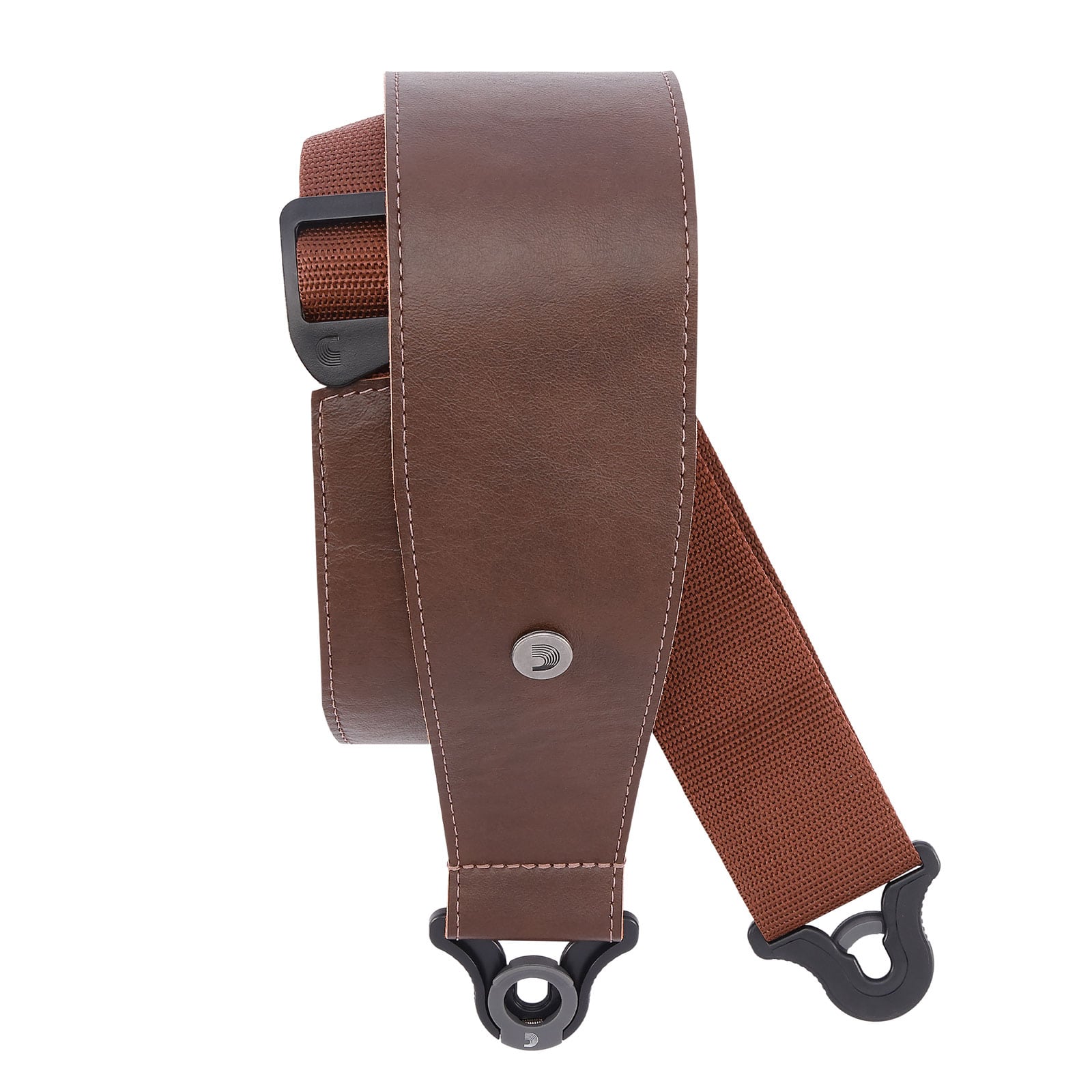 D'ADDARIO AND CO COMFORT LEATHER AUTO LOCK GUITAR STRAP, BROWN