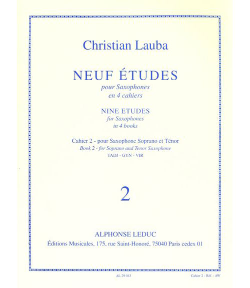 LEDUC LAUBA CHRISTIAN - NEUF ETUDES POUR SAXOPHONE - CAHIER 2