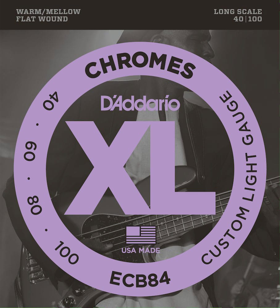 D'ADDARIO AND CO ECB84 CHROMES BASS GUITAR STRINGS CUSTOM LIGHT 40-100 LONG SCALE