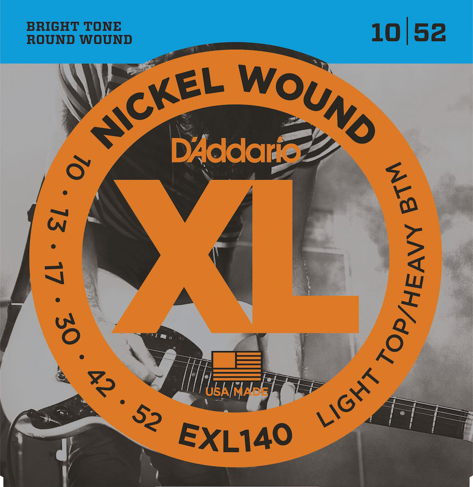 D'ADDARIO AND CO EXL140 NICKEL WOUND ELECTRIC GUITAR STRINGS LIGHT TOP/HEAVY BOTTOM 10-52