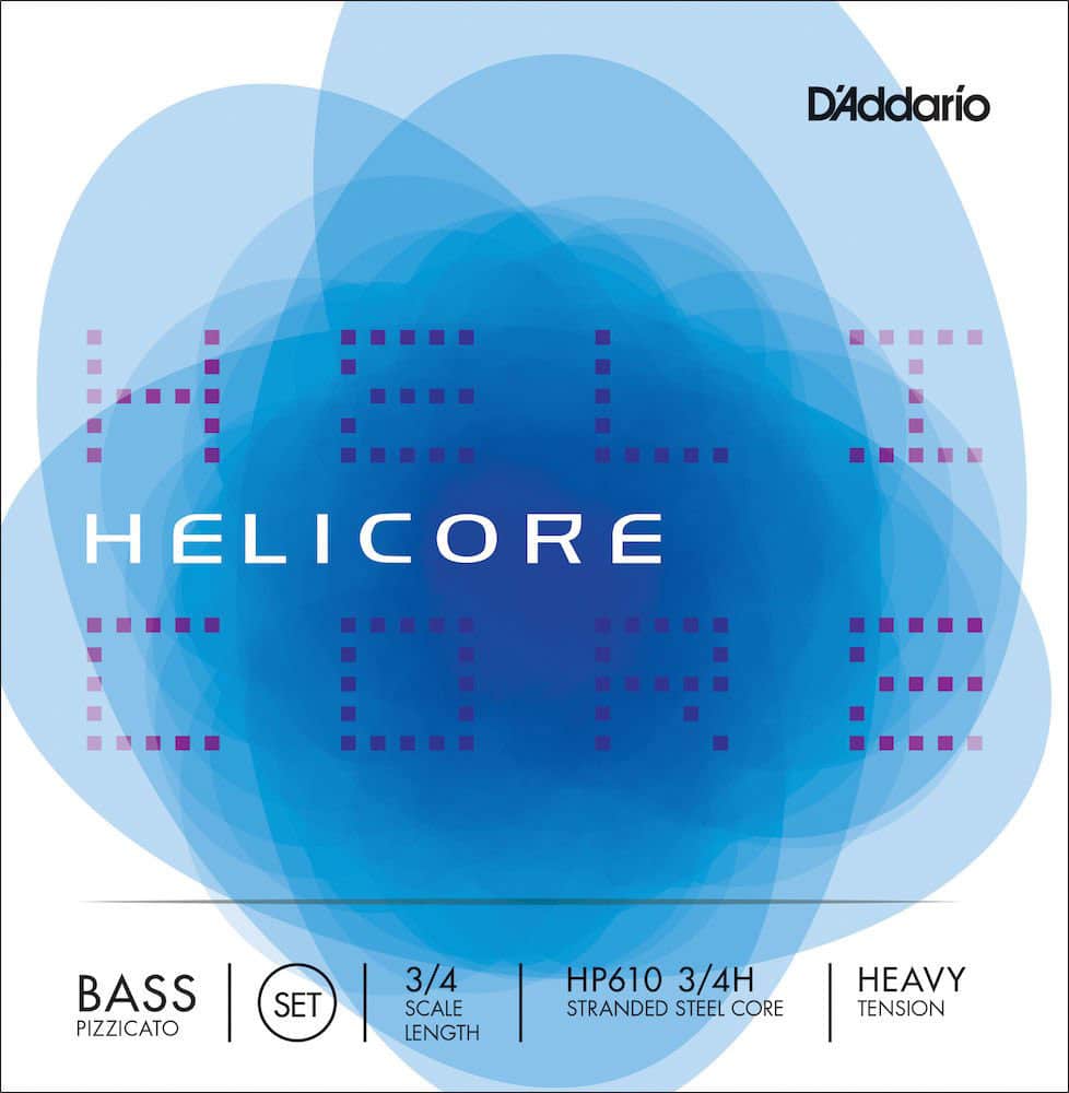 D'ADDARIO AND CO SET OF STRINGS FOR DOUBLE BASS PIZZICATO HELICORE 3/4 FRET FRETBOARD HEAVY TENSION