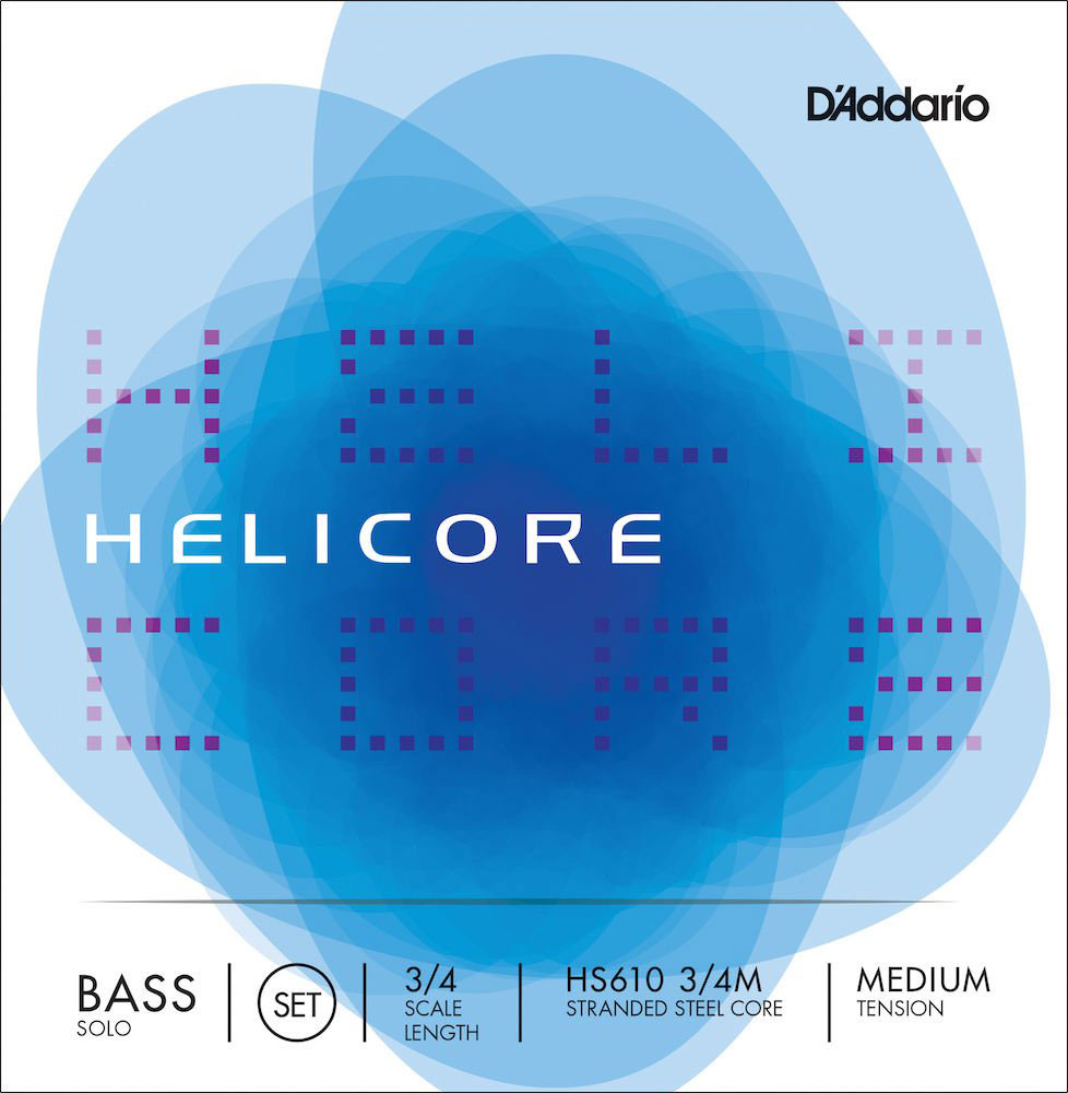 D'ADDARIO AND CO STRING SET FOR SOLO DOUBLE BASS HELICORE 3/4 NECK TENSION MEDIUM