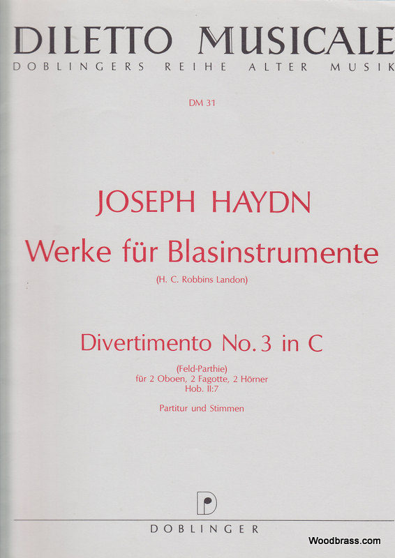 DOBLINGER HAYDN JOSEPH - DIVERTIMENTO N°3 IN C HOB.II:7 - CONDUCTEUR & PARTIES