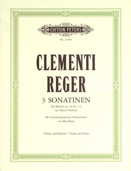 EDITION PETERS CLEMENTI MUZIO - 3 SONATINAS OP.36 NOS. 1-3 - VIOLIN AND PIANO