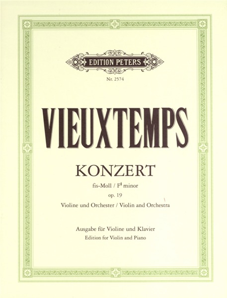 EDITION PETERS VIEUXTEMPS HENRY - CONCERTO NO.2 F# MIN OP.19 - VOLIN AND PIANO