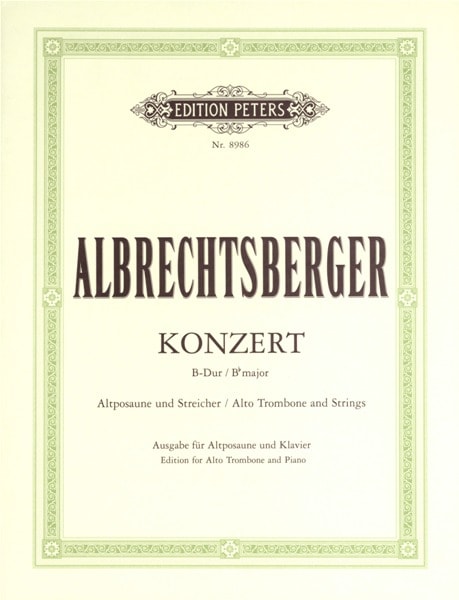 EDITION PETERS ALBRECHTSBERGER JOHANN GEORG - CONCERTO - TROMBONE AND PIANO