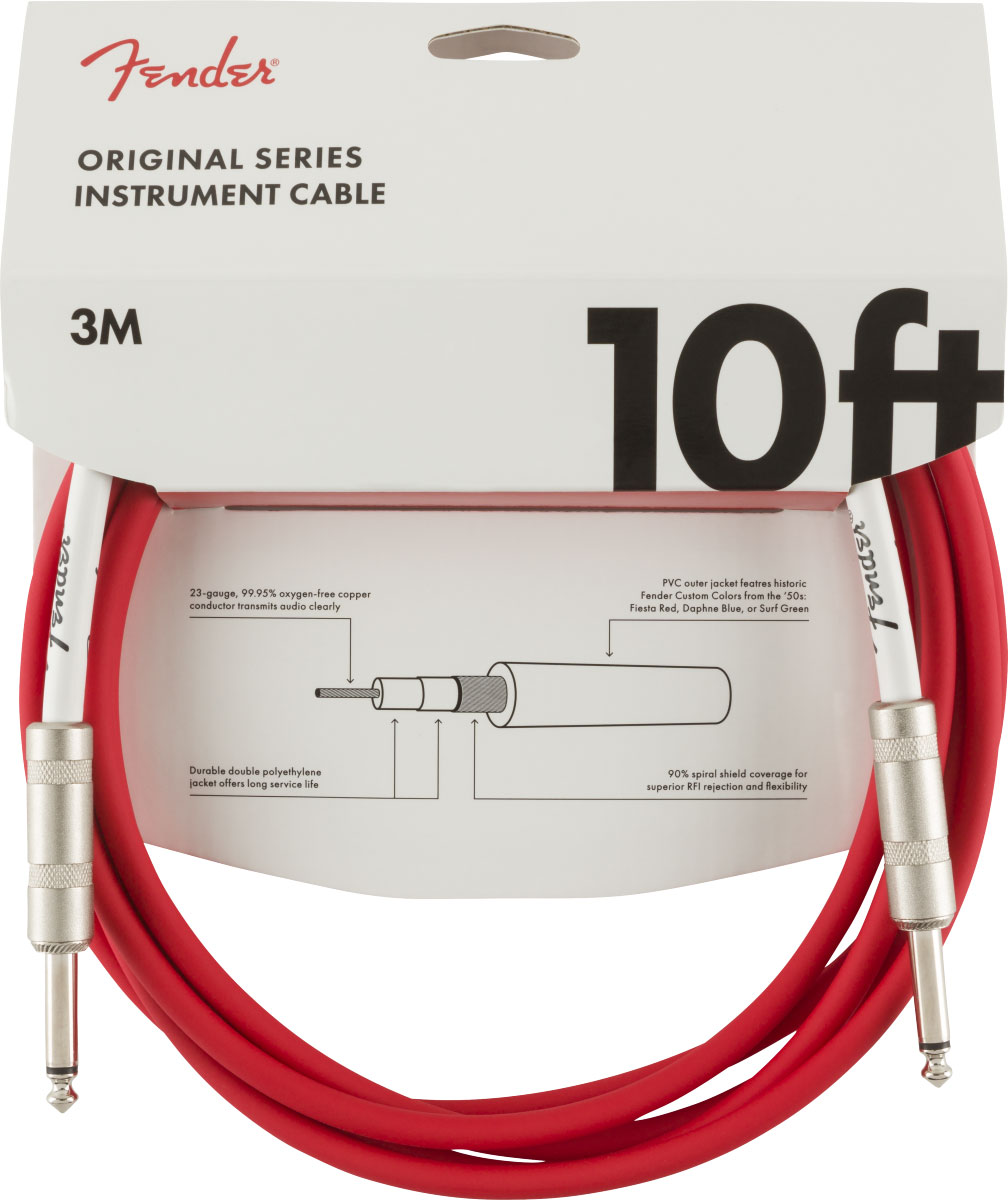 FENDER ORIGINAL INSTRUMENT CABLE, 10', FIESTA RED